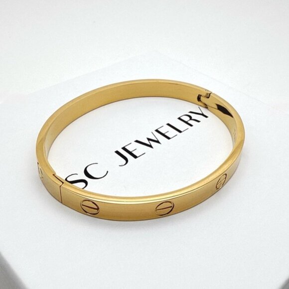 Cuff Bracelet Gold Tone Bangle Love Bracelet - Picture 5 of 6